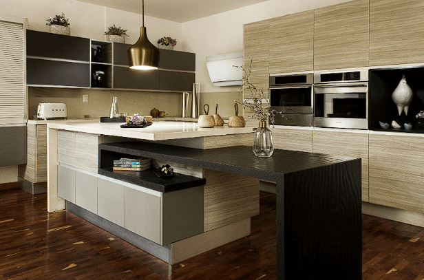 A sleek, modern, finished kitchen remodel.