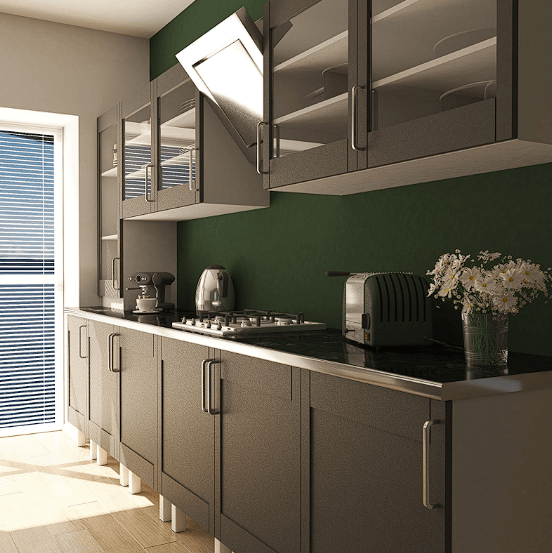 Modern kitchen cabinets featuring dark hues